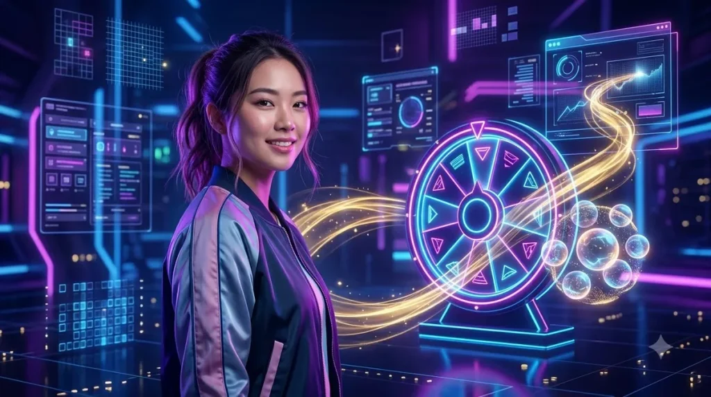 Minh họa Nổ Hũ TG88 với biểu tượng vòng quay và jackpot sáng rực