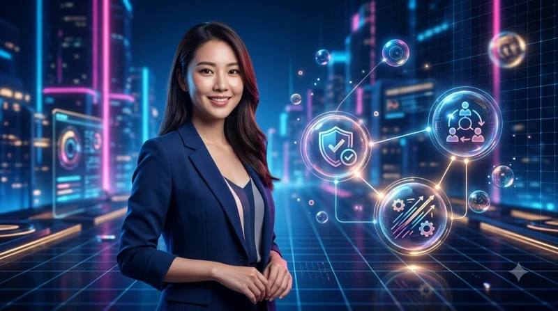 Quy trình chọn nền tảng dice party game trực tuyến với biểu tượng bảo mật và giao diện kiểm tra hologram